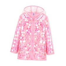 Girls Sequin Raincoat Waterproof Reusable Hooded Outwear Rain 6-7 Years Pink