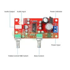 Tone Amplifier Preamplifier Board BBE Sound Treble Bass Volume Control