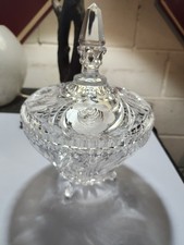Glass Covered Candy Dish w/Floral Design - Heavy