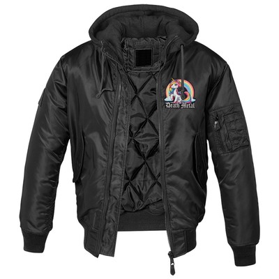 MA1 Bomberjacke mit Kapuze Death Metal Einhorn Herren Männer Winter Jacken