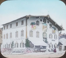 The Lion Hotel, Oberammergau, Germany, c1900 Magic Lantern Glass Slide