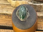 Vintage Sterling Silver Filigree Moss Agate Statement Ring sz 6--1272.26