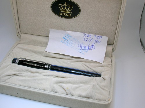 RARE DUKE 379 FOUNTAIN PEN IN ORIGINAL BOX - BLACK WITH BLUE ENAMEL - BEST OFFER - Picture 20 of 21