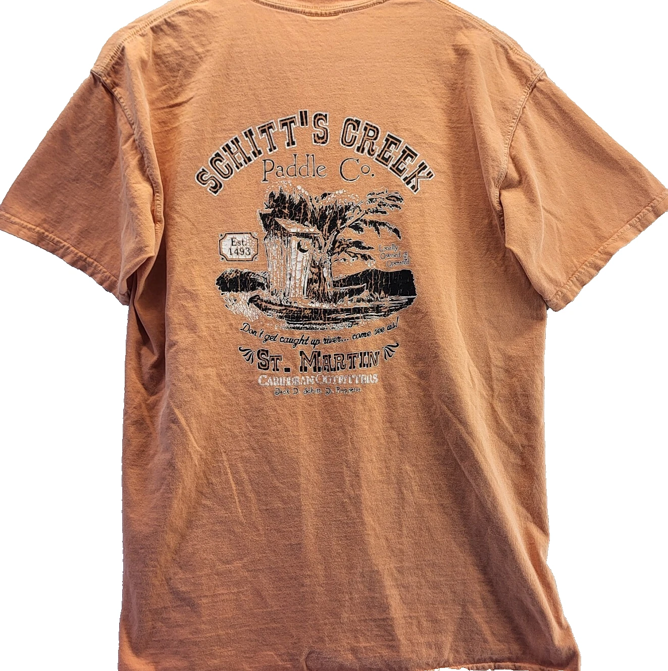 Comfort Colors Schitt's Creek Paddle Co Shirt Mens Medium Orange St Martin
