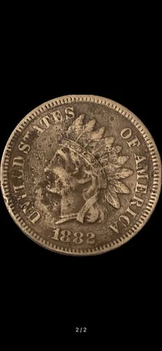 1882 Indian Head Cent Penny High Details Toning Gradable Very Good