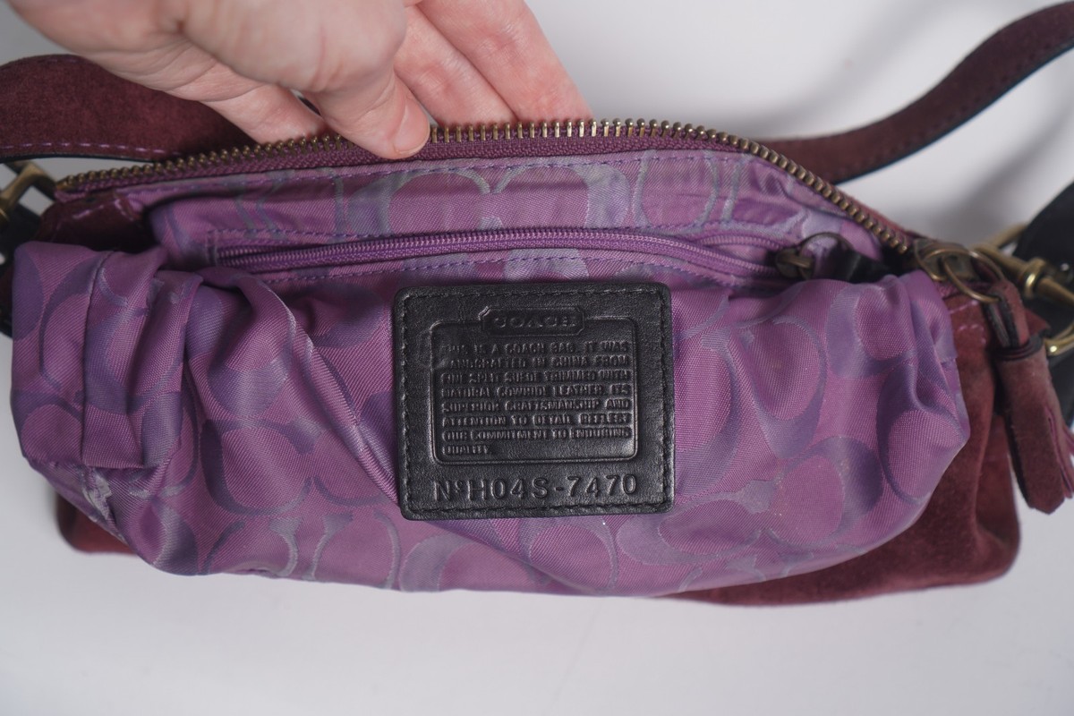 Vintage COACH 2004 Y2K Hamptons Demi Suede Purple Baguette