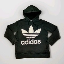 Adidas Originals Trefoil Hoodie Black White Sweatshirt Womens M 100 cotton