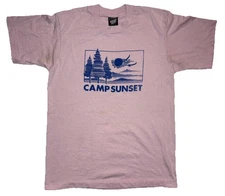 Vtg 80s Camp Sunset Single Stitch Pink Tee Shirt Screen Stars Best Adult M 50/50