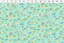$8 Per Yard WHAT FRIENDS ARE FOR BIRDS Turquo...