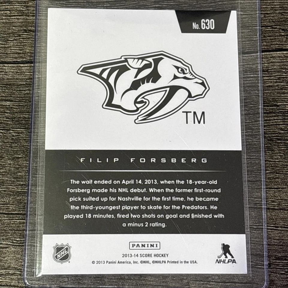 2013-14 Score - Hot Rookies Filip Forsberg #630 (RC) - Image 2 of 2
