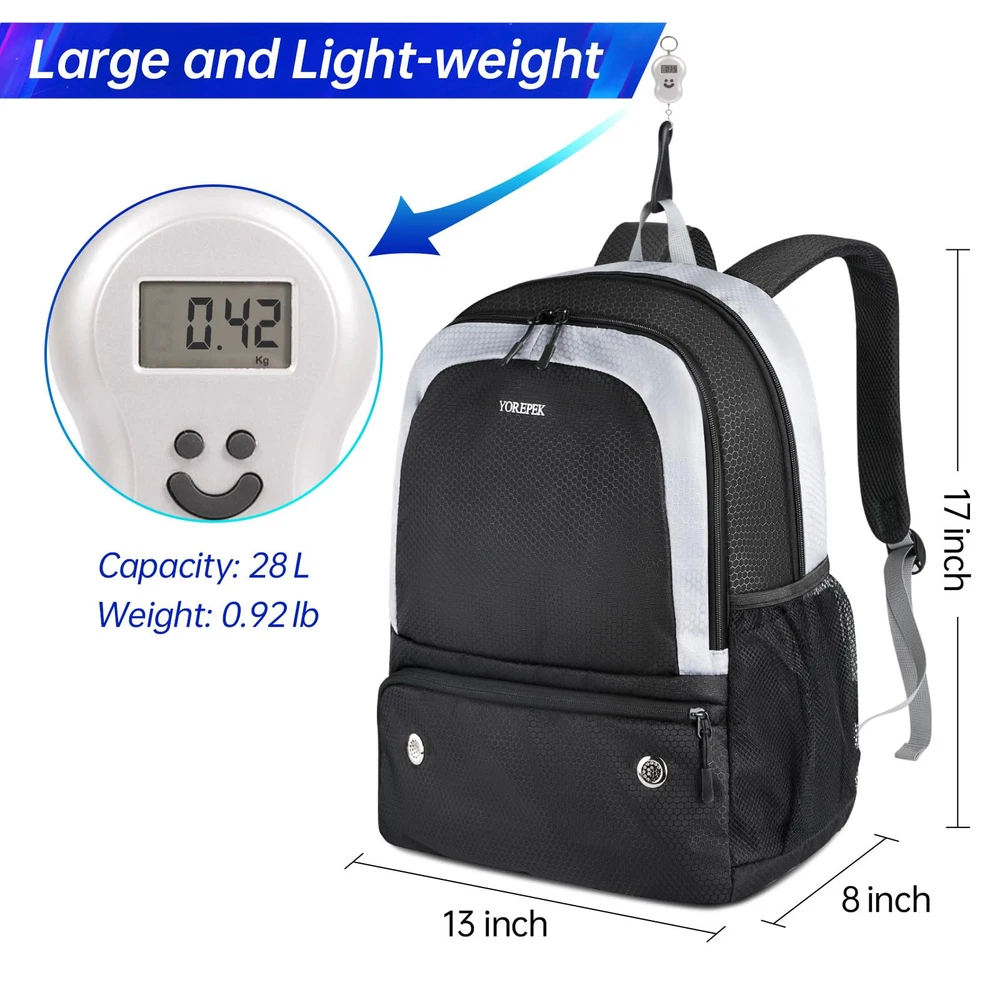 Pickleball Bag Backpack with Shoe Compartment Fence Hook for Men Women Larg