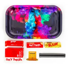 Metal Rolling Tray Rainbow Ink Combo Bundle Kit RAW, SKY HIGH Gift Pack #6