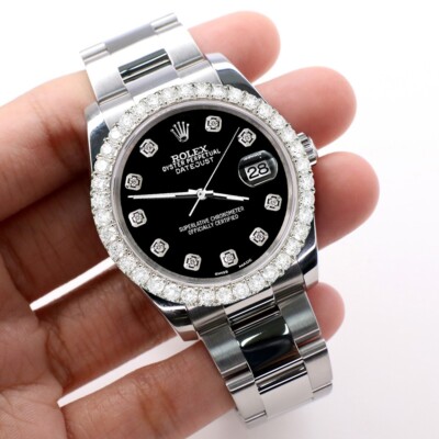 Rolex Datejust 116200 36mm Diamond Bezel/Black Diamond
