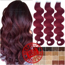 US CLEARANCE Tape In Russian Remy Human Hair Extensions 20 40 PCS Full Head Wavy