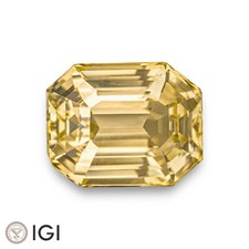 IGI Certified CEYLON Yellow Sapphire 3.52 Ct. Natural Unheated OCTAGON Eye-Clean