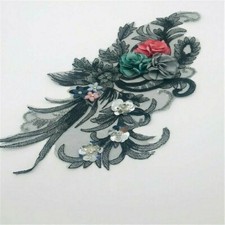 3D Spitze Perlen Pailletten Bestickt Blumen Applikation Patch Dekor Zum Nähen