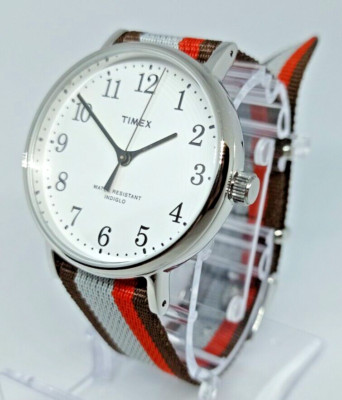 Armbanduhr Timex Fairfield Village, Licht Indiglo, Etui 37 MM, Armband Stoff