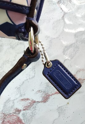 COACH MINI F46884 Soho Kyra Y2K Blue Scarf Print Flap Nylon