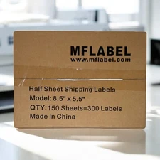 MFLABEL Half Sheet Shipping Labels QTY: 150 Sheets = 300 Labels (8.5” x 5.5”)
