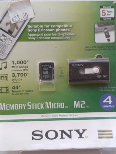 Sony Memory Stick Micro M2 w/ Adapter 4GB. New Old Stock - Picture 2 of 4