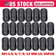 10/20x Ring Core Ferrite Bead Clamp Choke Coil EMI RFI Noise Filter Clip Snap US