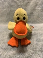 1993 retired Ty Beanie Quackers duck "NEW" in Mint Condition PVC Pellets