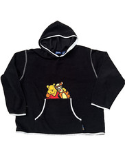 VTG Pooh  Tigger Disney Pooh Tag Fleece Black Hoodie M Sweatshirt Embroidered