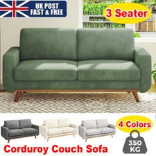 3 Seater Corduroy Sofa Bed with 2 Bolster Home Room Modern Recliner Couch Sofa