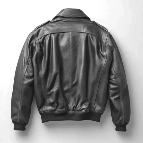 Men’s A-2 Aviator Air Force Real Leather Bomber Jacket Black Vintage Distressed - Picture 2 of 4
