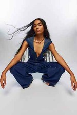 Lee X Angel Chen Denim Jeam Coverall Jumpsuit Hooded Wide Leg S NEW NWT