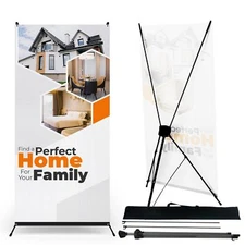Adjustable Real Estate Business Sign X Banner Stand | X Frame Stand with Cover