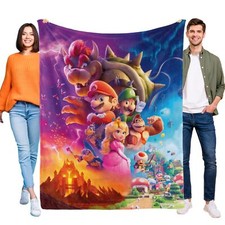Image of Super Mario Bros Blanket Soft Flannel Warm Throw for Sofa Bed Kids Birthday Gift