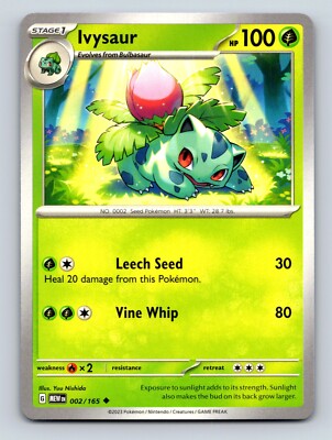 Ivysaur HP 100 Leech Seed Vine Whip Vibrant Green Pokémon Card | eBay
