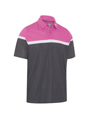 Herren Callaway Golf Opti Dry Classic Geo Print Poloshirt, lila/grau, NEU