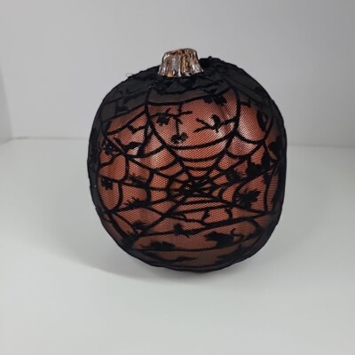 Halloween Orange Pumpkin With Black Lace Spiderweb