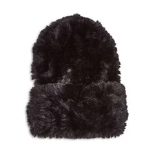 Surell Women's Faux Rabbit Fur Slouchy Beanie (O/S, Black Frost)
