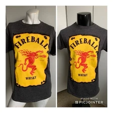 *NWOT* Unisex adult small Fireball Whisky gray crew neck T-shirt