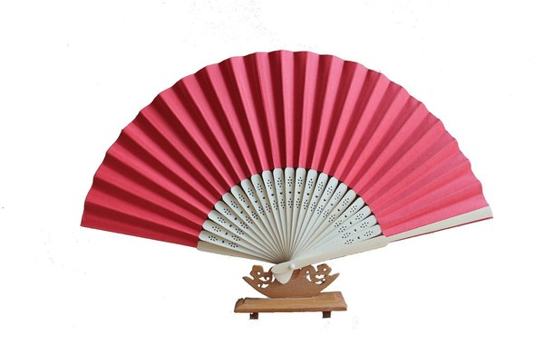 422, 1 Stk FäCher HolzfäCher Hand SommerfäCher Rot Papier HochzeitsfäCher-image