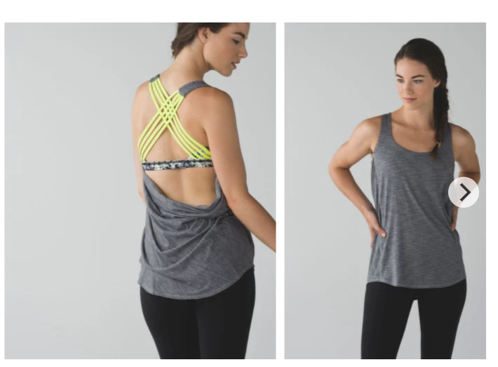 Lululemon Wild Tank Top Strappy Built-In Bra Gray Yellow size 6 Top