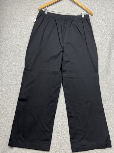 Coldwater Creek Pull On Elastic Tie Waist Pants Womens M 10/12 Black Comfort - Picture 2 of 14