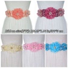 Lady Flower Maternity Belt Ribbon Sash Elegant Bridal Waistband Dress Sash Decor