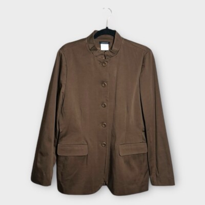 Luciano Dante Women s Blazer Jacket Size 12 Brown Mandarin Collar New NWT