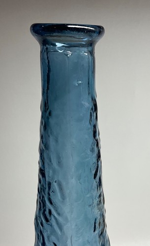 MCM Empoli Italy Glass 22" Genie Bottle Decanter Periwinkle blue Stopper crinkle - Bild 11 von 19
