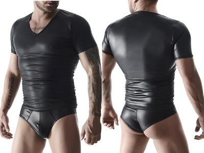 REGNES RFP WETLOOK SHIRT matt kunstleder clubwear schwarz muscle t-shirt