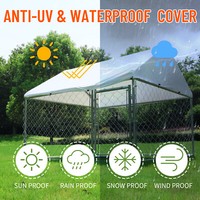 6.5ft / 10ft Large Outdoor Dog Run House Pet Cage Enclosure Playpen Chain Link 4