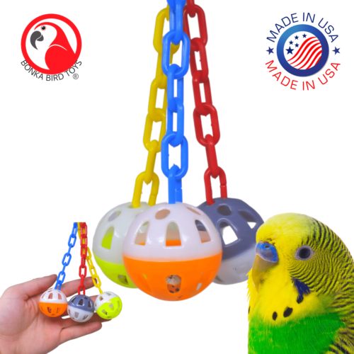 1467 Ball Clanger Plastic Colorful Noisy Rattle Parrot Parrotlet Parakeet Budgie - Picture 1 of 7