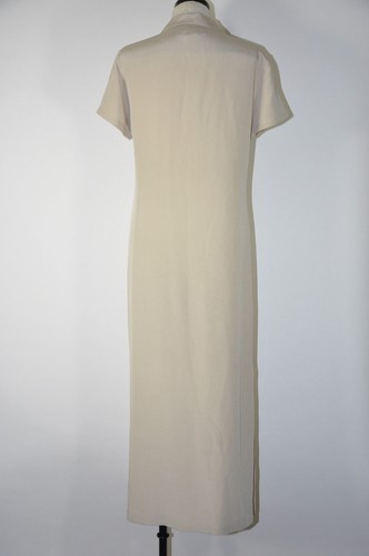 Maxi Camisa Vestido Modesto Y2K Jones Gris Tostado Seda Mínimo Largo Columna Mujeres M - Imagen 10 de 12