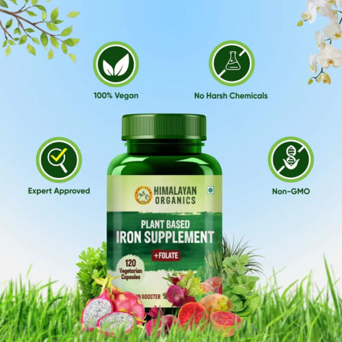 Folato ancho de hierro orgánico a base de plantas del Himalaya para hemoglobina, inmunidad, unión al oxígeno - Imagen 5 de 8