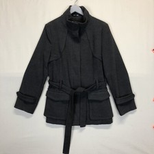 Dunnes Overcoat Womens Uk 16 Grey Jacket Belted Retro Coat Winter Preppy