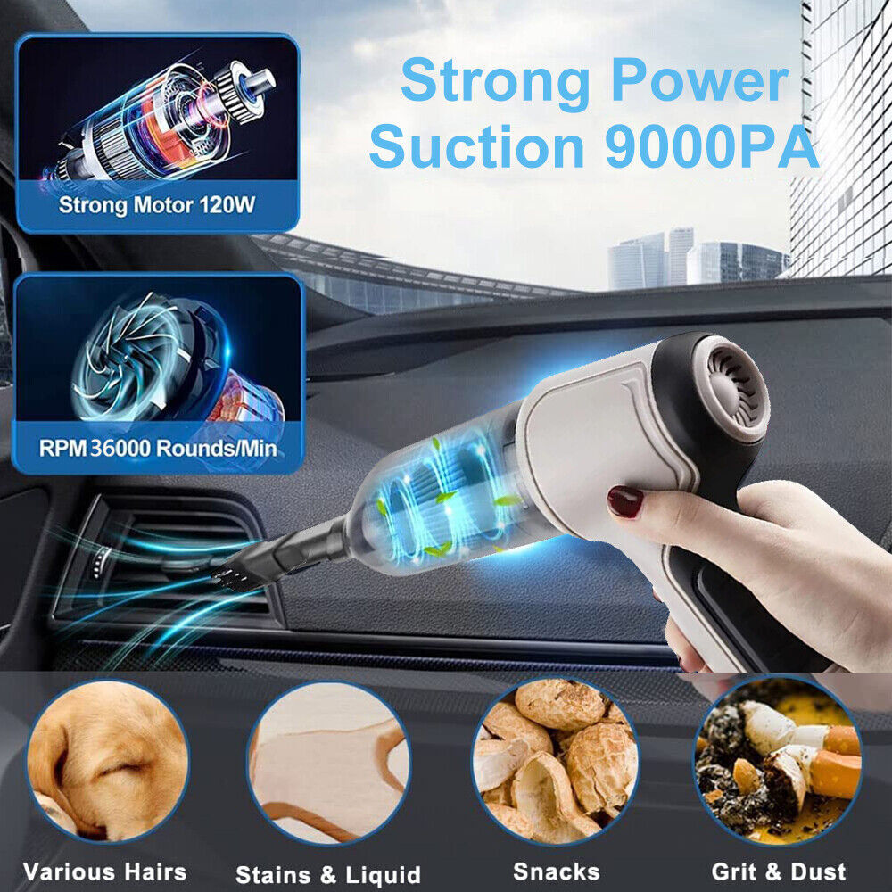 Upgrade Cordless Handheld Vacuum & Air Blower For Car Detailing – 12V Rechargeable 4000mAh, 60W